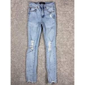 Monkey Ride Jeans Womens Original Vintage Light Wash Distressed Skinny Size 00